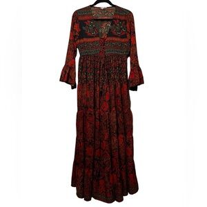 Anthropologie Boemo Boho Tiered Floral Dress Size Large Petite